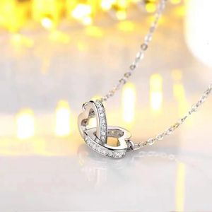 Fashion Double Ring Love Necklace Creative Personalized Kravik Necklace Stone Pendant 240515