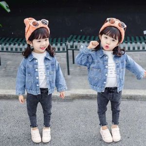 Fashion Cartoon Lovely Baby Girls Denim Jackets Spring Solid Coat Autumn Children Outerwear Kids Outfits 1-13 Years XMP34 L2405