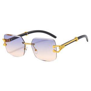 24ss Designer brand metal leopard sunglasses with small frame legs for men and women frameless sunglasses UV400 with box.