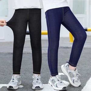 Trousers Girls Leggings Spring Autumn Jean Pants for Kids High-Elastic Children Pants Teenager Slim Denim Bottom Baby Trousers 4-15Years Y240527