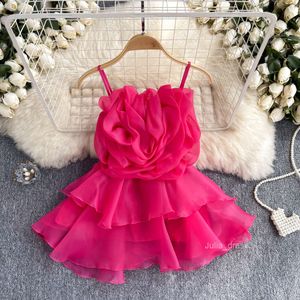 Vacation style camisole vest for women with a design sense of niche organza flower bra irregular top French shirt trend