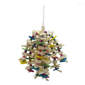 Other Bird Supplies Parrot Toy Wooden Blocks Natural Beads Corn Husks Tearing For Small Birds Mini Macaw Amazon Parrots