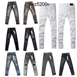 Street Fashion Designer Purple Jeans Men Buttons Fly Black Stretch Elastic Skinny Ripped Jeans Buttons Fly Hip Hop Brand Pants Jeans for Women White Black Pants