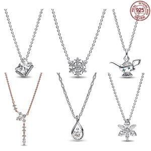 925 silver fit pandoras necklace pendant heart classic dazzling drop shaped snowflake teapot pendant