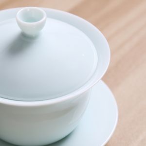 140ml Dehua Jade Clay High White Shadow Clear Glaze White Porcelain Manual Ceramic Kung Fu Tea Set Sancai Cover Bowl Tea Make