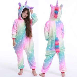 4 8 10 12 14 16 yıl kızlar mor pembe tulumlar tek boynuzlu at pijamalar kigurumi toddler çocuklar kapüşonlu pazen ev giymek çocuklar onesie 240507