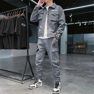 Herrspårar Mens Tracksuits Men Spring Autumn Casual Two Piece Set Jacket and Pants Mens Fashion Sweatsuit Korean Style Streetwear Sport Suit 230222 Q240528