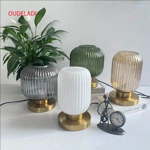 Table Lamps Pumpkin Glass Study Bedroom Bedside Desk Lamp Modern Living Room El Decor White Blue Amber Smoky Gray Light