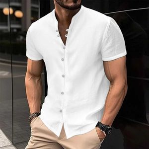 Camisas casuais masculinas de alta qualidade masculina primavera/verão nova manga curta camisetas de linho de algodão