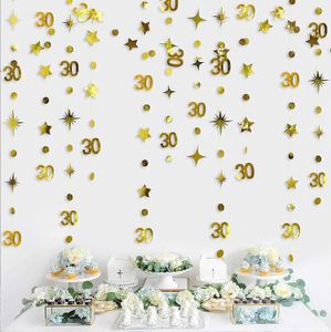 Banners Streamers Confetti Gold 30th Happy Birthday Party Paper Banners Decorations Number 30 Year Old Circle Dots Twinkle Star Garlands Hanging Backdrops d240528