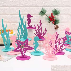 Decoração de festa 2pcs Sereia coral margem marítima Diy Decoração de mesa de mesa de mesa de mesa de mesa de mesa para crianças abastecimento de chá de bebê de bebê gota de dhuky