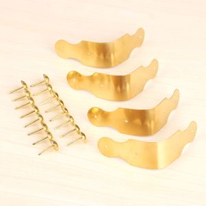 DRELD 4Pcs Antique Corner Decorative Protector Furniture Fittings Wood Jewelry Box Angle Bracket Corner Decorative Protectors