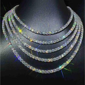 Factory Wholesale Sterling Sier Vvs Moissanite Diamond Tennis Chain Necklace Cuban Link Chain Women Fine Jewelry 3mm 4mm