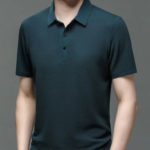 夏のメンズ半袖Tシャツクールで通気性のあるポロシャツビジネスカジュアルスウェット吸収トップ240527