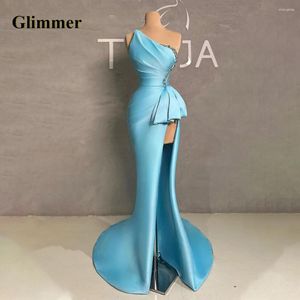 Runway Dresses Glimmer Modern One-Shoulder Celebrity Rhinestones Satin Trumpet Slit Brush Train Vestido De Formatura Made To Order