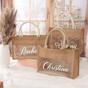 Вечеринка Personalized Gift Gift Bags Custom Bag Tote Bressmaid Предложение Jute Beach Bachelorette