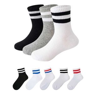 Kids Socks Kids Classic Two Striped Cotton Crew Socks Retro Old School Children Baby Boys Girls Socks Hiphop Skate White School Socks Black d240528