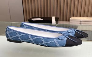 Classic Flat Heels Dress Shoes Dance Ballet Shoe Slip On Loafer With Bowtie Designer Denim Espadrilles Ladie Sandals Quilted Textu6927199