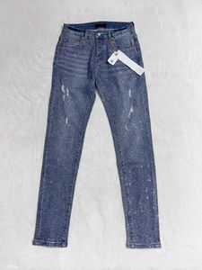 Jeans masculinos de alta qualidade Roca de jeans Purple Brand Jeans Diamantes Retro Antique Jeans Jeans Baixa cintura Casual calças apertadas J240527