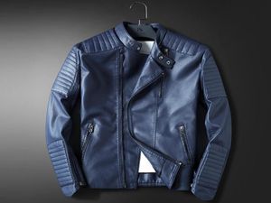 Bütün ledingsen erkek mavi motosiklet deri ceket erkekler ince fit kırmızı gündelik ceket ceket sonbahar kış deri giysiler rüzgar 3375199