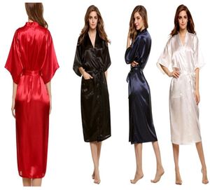 패션 여자 039S 신부 들러리를위한 단단한 실크 기모노 로브 웨딩 파티 나이트 가운 pajamas5 색상 사용 가능 8963507