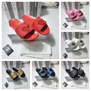 Designer Luxury Slipper Man Palazzo Slide Shoes Rubber Sole Sole Sliders Woman Sandal Summer Beach Flip Flop Flat Loafer Sandale Vintage Wholesale Brand Crystal