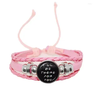 Braccialetti di fascino Friends Show TV Pinks in pelle Snap Bracciale 25 ° Anniversario Cartoon Modello divertente Glass Cabochon Gioielli Bangole Donne