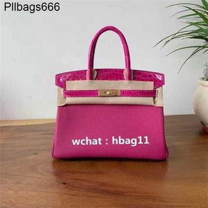 Tote Bag Bags Family Bk 30cml3 Rose Purple Togo Leather Bright Face Crocodile Hand Sewn Wax Thread Goat Touch Ayw