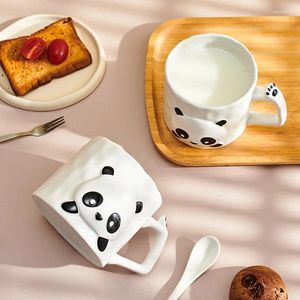 Canecas canecas de café cerâmica canecas tigelas e pratos de panda define grandes estudantes a água para café da manhã xícara de leite de casas de mesa de mesa de mesa