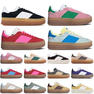 Topp mode Gazzelles Bold Platform Designer Women Casual Shoes Cream Collegiate Green Pink Gum Sports Trainers Suede Leather Plate-Forme Woman Sneakers vandring