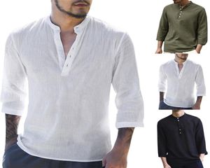 2019 Mens Pullover Linen Shirts Short Sleeve Spring Summer Breathable Mens Quality Casual Shirts Slim fit Solid Cotton Shirts Men7145749