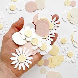 Banners Streamers Confetti 100pcs Daisy Flower Paper Baby Pink Blue Round for Wedding Shower Birthday Party Table Scatter Decoration d240528