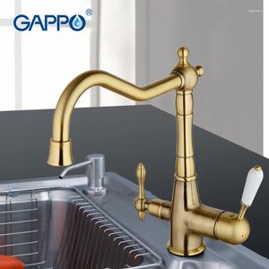 Rubinetti da cucina Gappo filtro in ottone tocchi d'acqua rubinetto rubinetto dorato e doppia maniglia