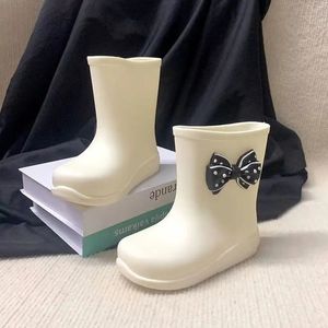 Fashion Kids Rain Boot Baby Boy Girl Raincoat Infant Toddler Child Bow Shoes PVC Waterproof Soft Bottom Baby Shoes 1-10Y 240528