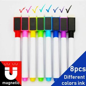 Watercolor Brush Pens Markers 8 pieces/batch of colored black school classroom supplies magnetic whiteboard pens marking dry eraser pages childrens drawing WX5.27