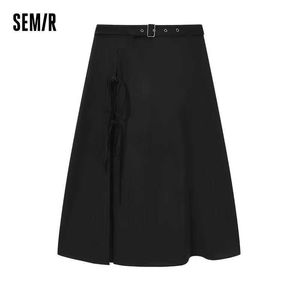 Röcke Semir Frauen High Side-Schlitz-Chiffon-Rock mit Bowknot 2024 Sommer neuer Trend sexy und cooler mittelgroßer Rock Y240528