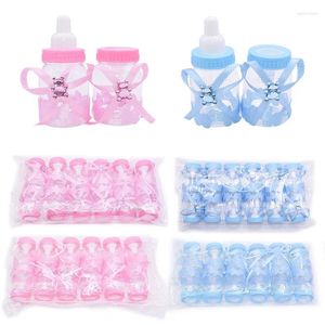 Gift Wrap 12pcs Boy Girl Plastic Feeder Bottle Cute Blue/pink Candy Box Baptism Christening Gender Reveal Baby Shower Party Gifts Supplies