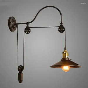 Lampada a parete Industria vintage a soppalco retrò casa regolabile puleggia di ferro regolabile per il corridoio della camera da letto Cafe Bra Sconce