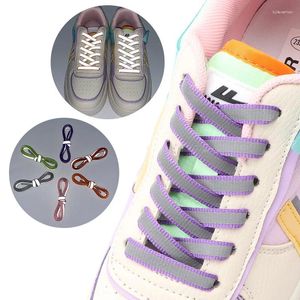 Shoe Parts 1 Pair Flat Shoelaces Reflective Laces Sneaker Shoestrings Running Shoelace Unisex Fashion Safety Glowing