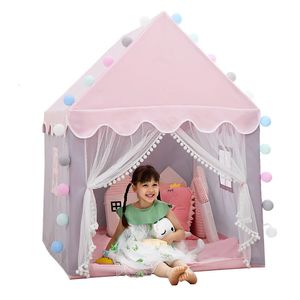 Grandes Kids Tents Tipi Baby Play House Child Toy Tent 135m Wam Dolding Girls Pink Princess Castle Room Decor 240528