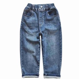 Jeans Jeans Jungen lose und weiches Denim Blue Hosen Elastische Taillenkinder Jeans Herbst und Winter WX5.27