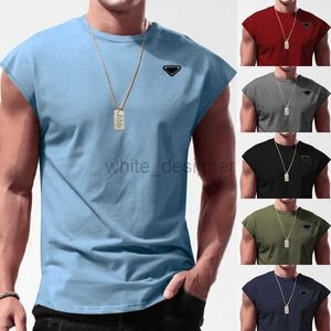 Luxury Designer T Shirts Men's Summer Prads brand tees New Sleeveless Tank Top Youth Casual Loose Solid Color Thin Kam Shoulder T-shirt tops