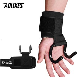 AOLIKES 1 Pair Weight Lifting Hand Bar Wrist Straps Glove Weightlifting Strength Training Gym Fiess Hook Support Lift L2405