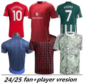 24 25 Pre-Match SANCHO soccer jerseys MOUNT BRUNO FERNANDES RASHFORD football shirt Fans men kids kit MARTINEZ CASEMIRO ANTONY Garnacho WEGHORST player version