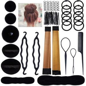 Ferramentas de estilo de cabelo com vários estilo definir ferramentas de mraidão de cabelo diy magic donut bun mraider twist clipes de cabelos acessórios 240528