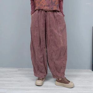 Women's Pants 2024 Spring Autumn Color Linen Pumpkin Women Loose Stylish Wide Leg Pant LX1062