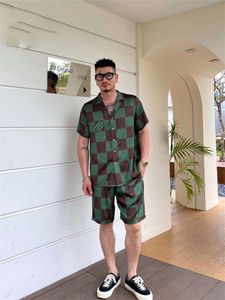 24SS Stylish Hawaiian Designer Men's Casual Shirt Set Floral Alphabet 3D Printed Summer Beach Resort Beach Shirt Set #A4