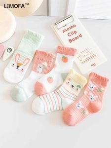 Kids Socks LJMOFA 5 Pairs Cute Cotton Baby Short Socks Toddler Girls Summer Mesh Thin Rabbit Sock Kids Children Clothes Accessories C174 d240528