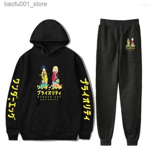 Herrspårar Mens Tracksuits Wonder Egg Prioritet Sweatshirt Tvåverk Set Unisex Hoodie Jogger Pant Harajuku Streetwear 2022 Anime Clothes Mens Q240528