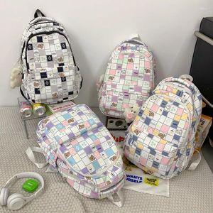 Backpack Schoolbag für Mädchen kleine und frische Plaid große Kapazität High School Campus College -Stil süßes süßes Mädchen zurück